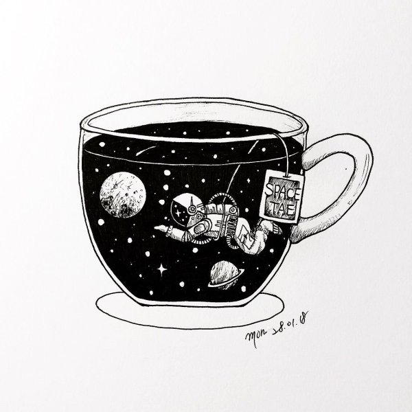 Иллюстрация скетч набросок космос