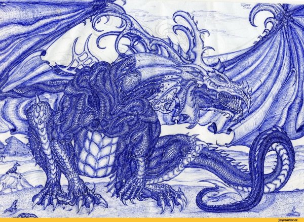 Дракон ручкой в тетради