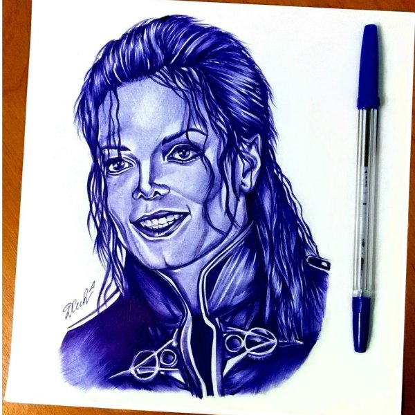 Майкл Джексон портрет ручкой