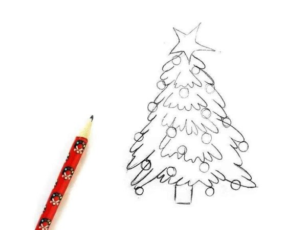Новогодняя елка рисунок ручкой