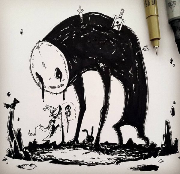 Монстры черной ручкой