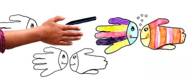 Рисование по обведенной ладони