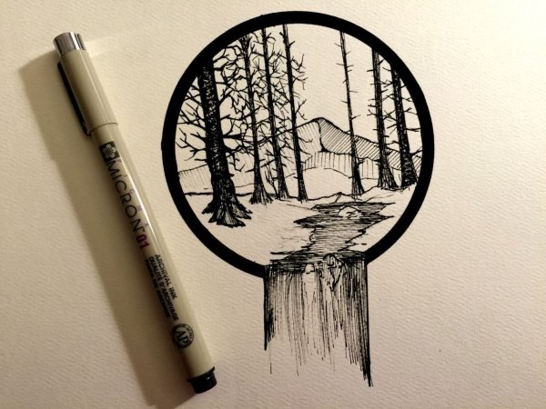 Чёрная ручка для рисования