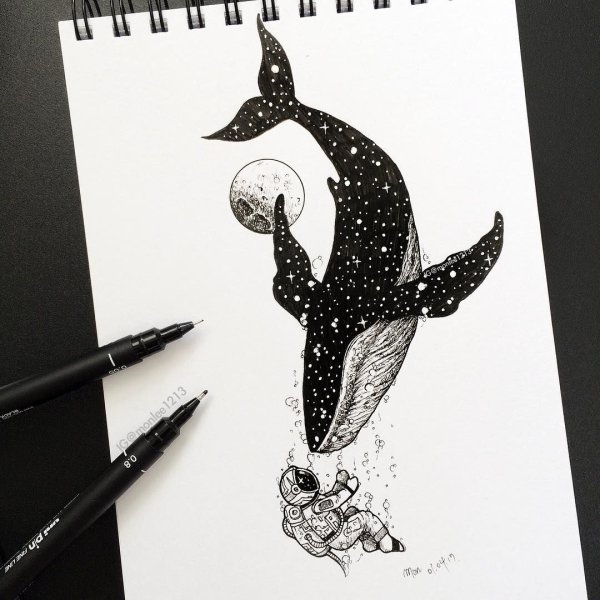 Тату кит эскиз