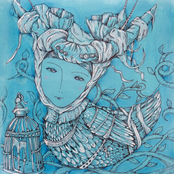 Акварель и гелевая ручка