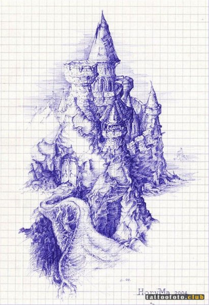 Зарисовки синей ручкой