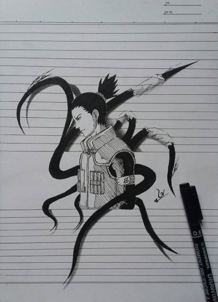 Наруто маркером черным