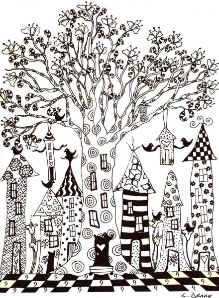 Зентангл домики