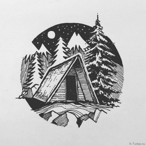 Домик в лесу набросок