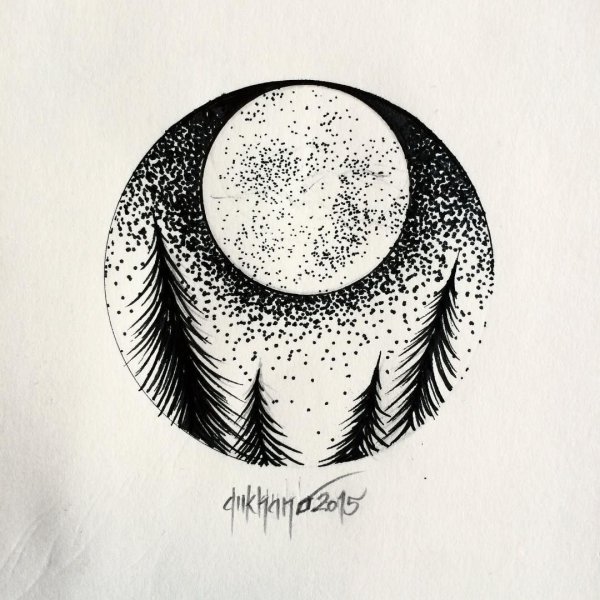 Луна тату эскиз дотворк