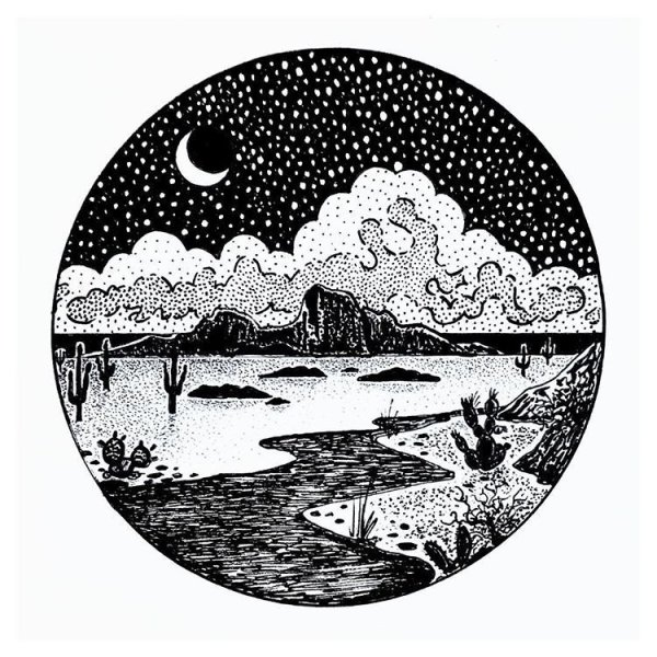 Пейзаж в графике гелевой ручкой