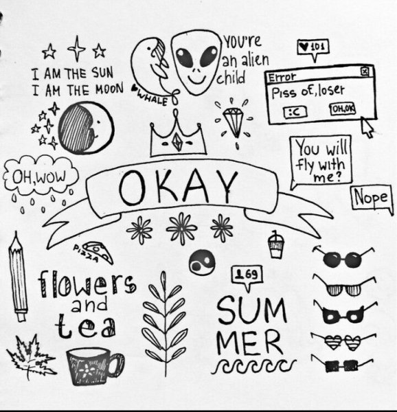 Рисунки с надписями для срисовки