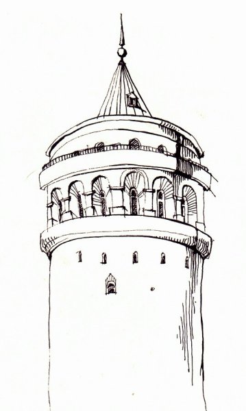 Стамбул Галатская башня рисунок