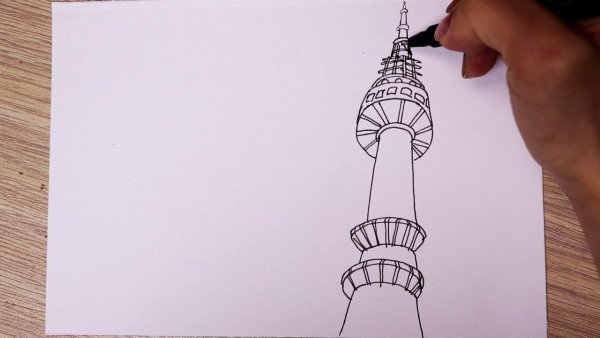 Сеульская башня рисунок
