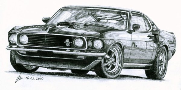 Нарисовать Форд Мустанг 1969