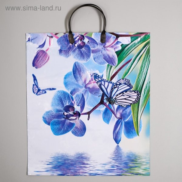 Пакет пластиковая ручка 38х35х100мк Артпласт голубые цветы плр43051