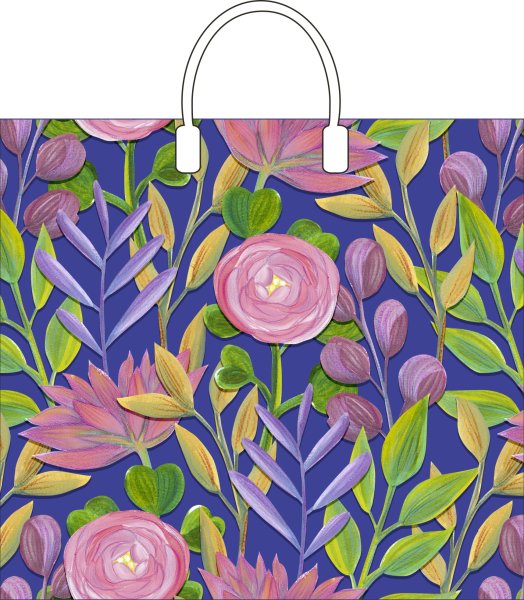 Пакет с пластиковой ручкой ПВД 37х34 (80 мкм) "Флер" (10/100 шт.) Интерпак