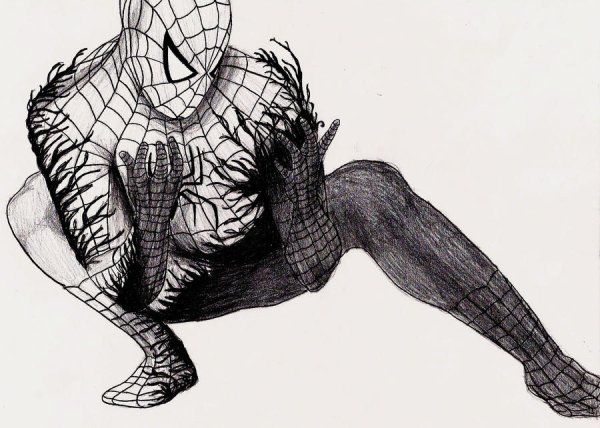 Разукрашка человек паук и Веном