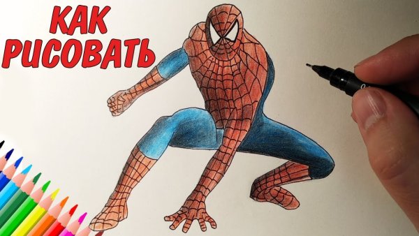 Рисунки человека паука маркерами легкий