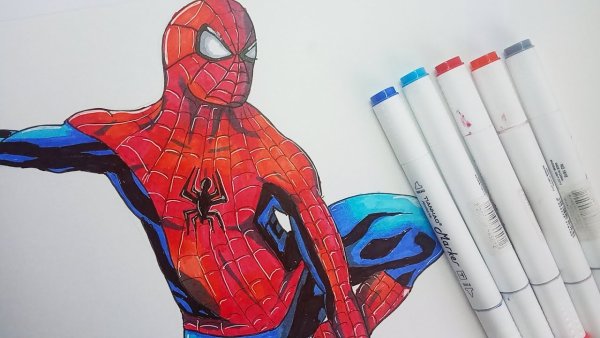Человек паук фломастерами