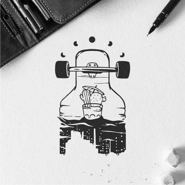 Тату машинка эскиз Минимализм