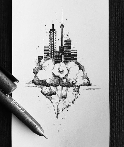 Город эскиз тату