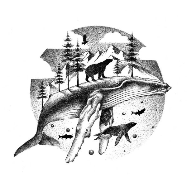 Тату кит эскиз