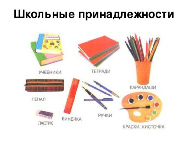 Карточки учебные принадлежности