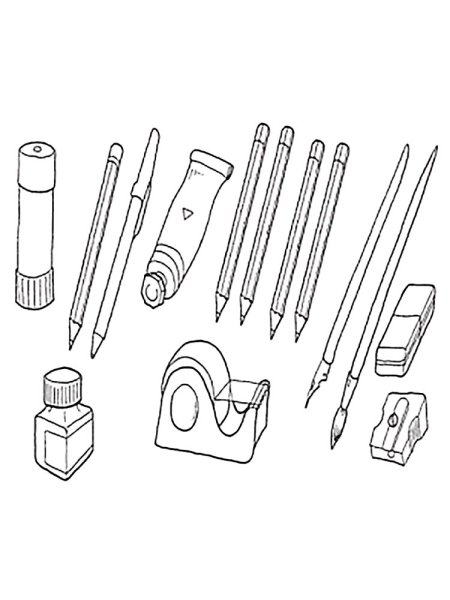 Раскраска школьные принадлежности для детей