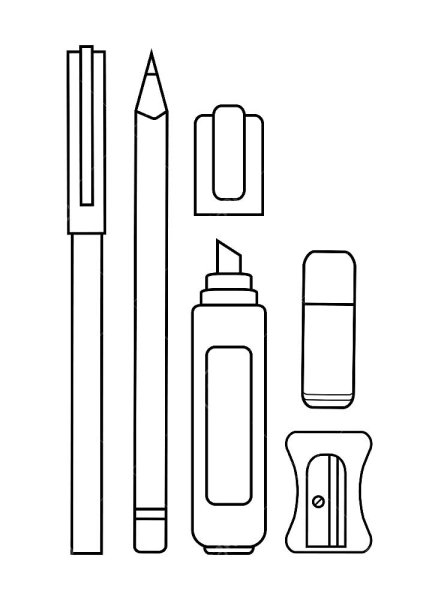 Раскраска школьные принадлежности пенал