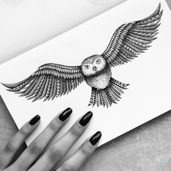 Крыло гелевой ручкой