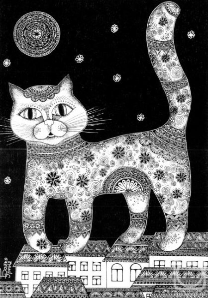 Графика декоративная кошка