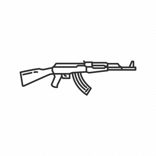 Автомат Калашникова АК-47 рисунок карандашом