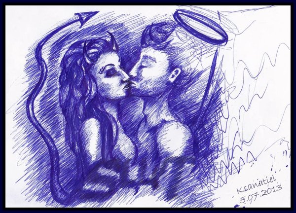 Рисунки синей ручкой