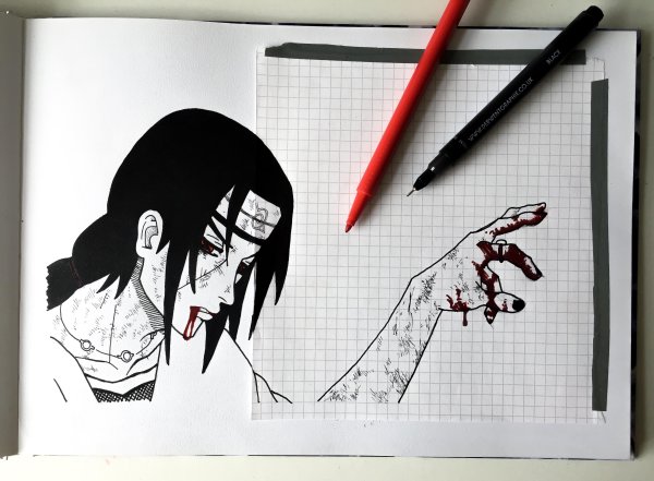 Итачи арт маркерами