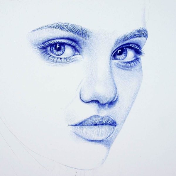 Рисунки синей ручкой