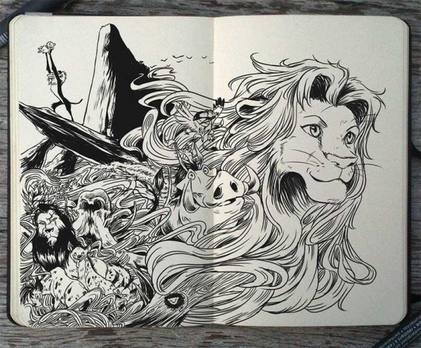 Рисунки в стиле черной ручкой