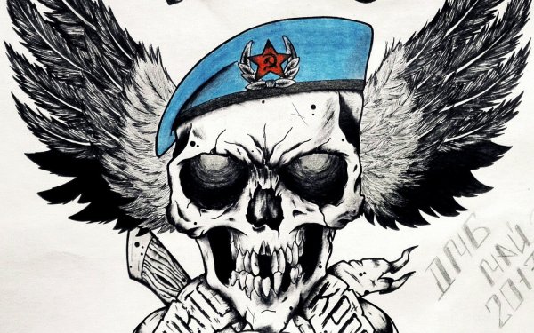 Тату эскиз череп с беретом