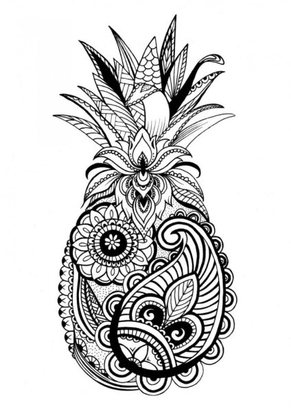 Ананас черной ручкой