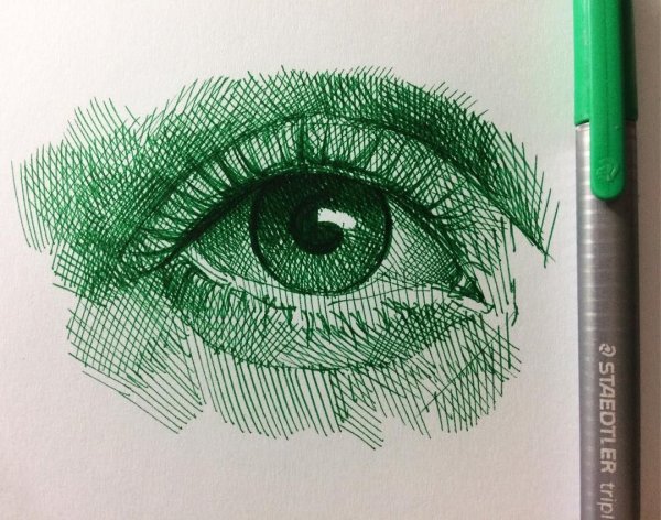 Скетчинг глаз ручкой
