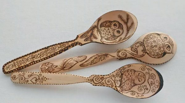 Выжигание на деревянных ложках