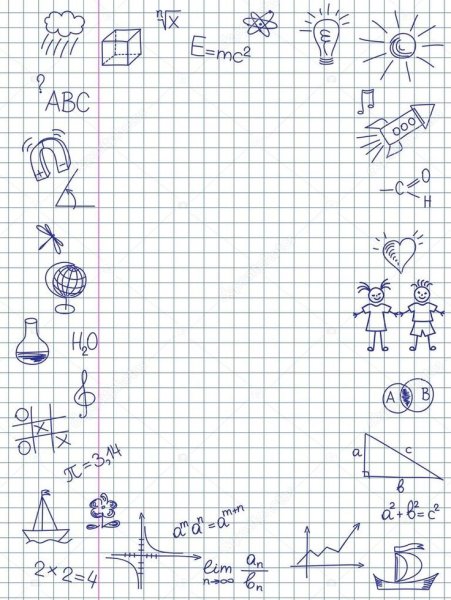 Рисунки на листе в клетку