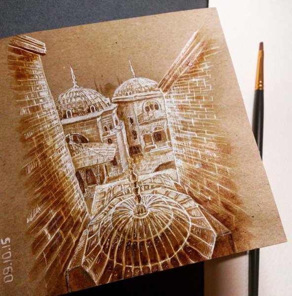 Рисунки на крафтовой бумаге