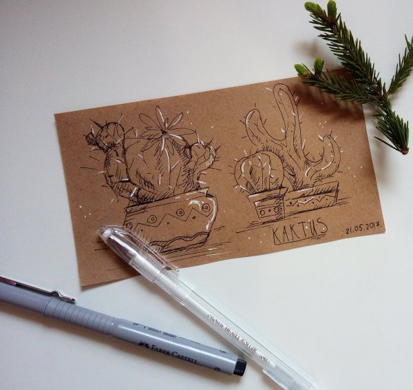 Рисунки на крафтовой бумаге