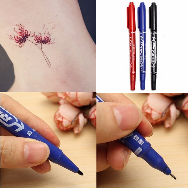 Рисунки на руке черной ручкой