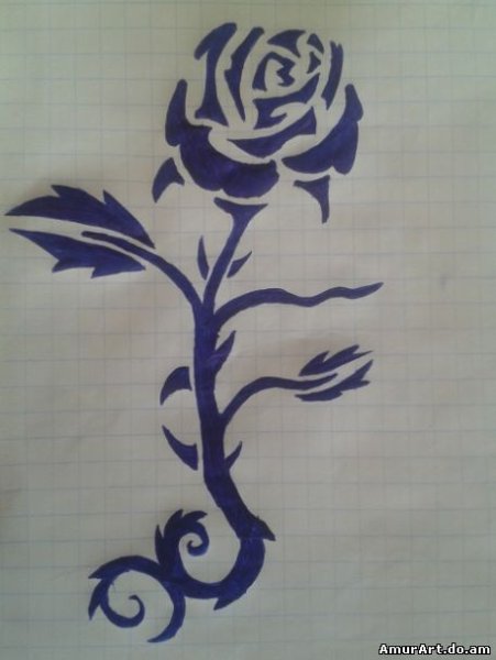 Роза в тетради ручкой