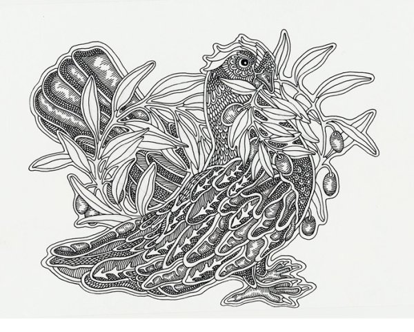 Графика птицы гелевой ручкой