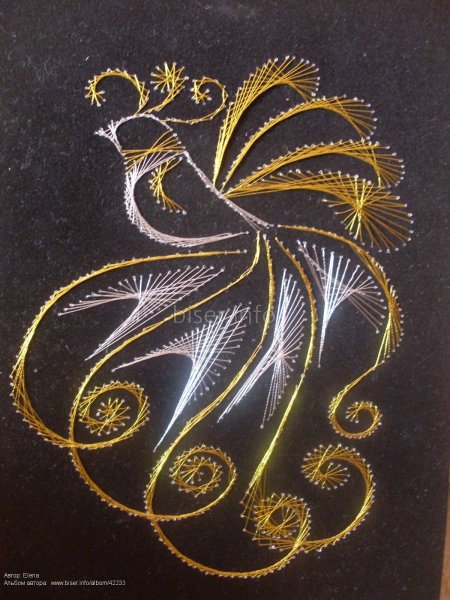 Джутовая филигрань Павлин