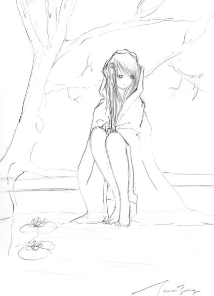 Девушка зима карандашом