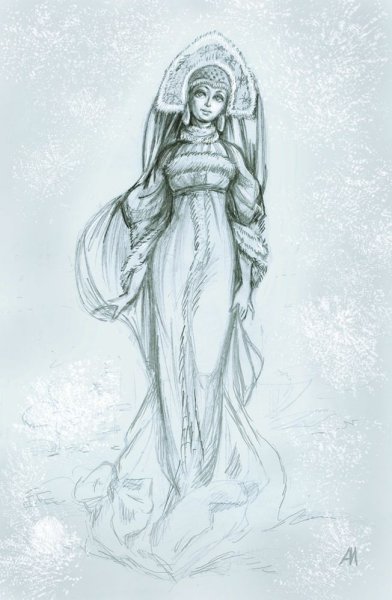 Рисунок Снегурочки карандашом